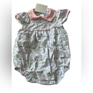 NWT Trotter Street Girls Golf Collar Onesie in Pink/White in size 12 months